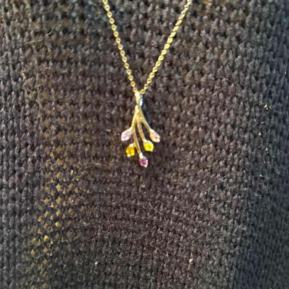 Sterling silver 18 inch necklaces with color stoned pendant